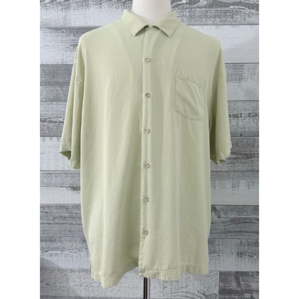 Tommy Bahama 100% Silk Men's Button Down Shirt Yellow Men's Size XXL